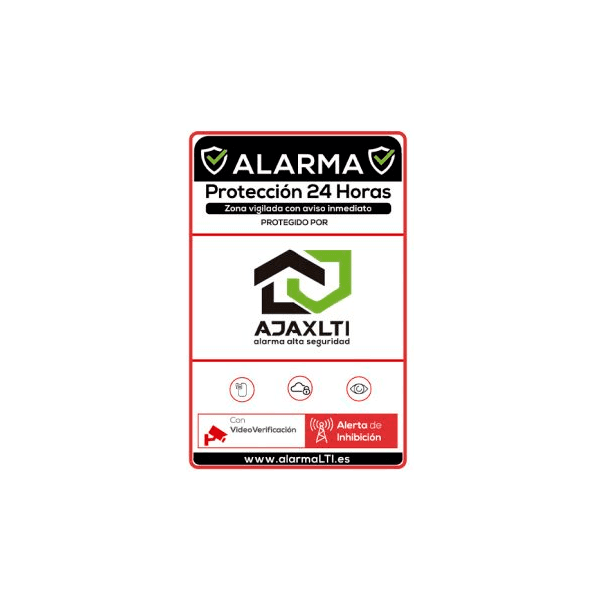 Mini Cartel de Alarma AJAX en Aluminio Lacado 12x9cm